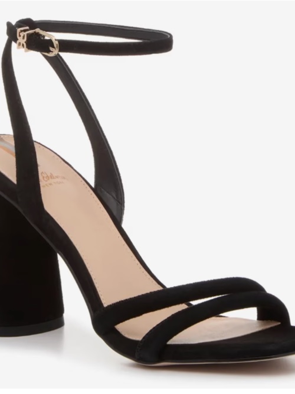 Sam Edelman Black Suede Ankle-Strap Block Heel Kia Sandals